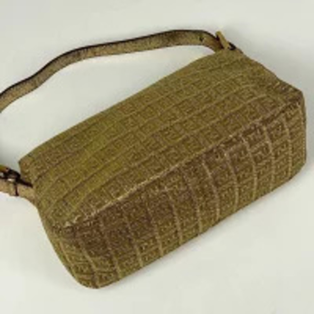 Fendi Gold Handbag Glitter Zucchino Shoulder Bag Canvas Gold